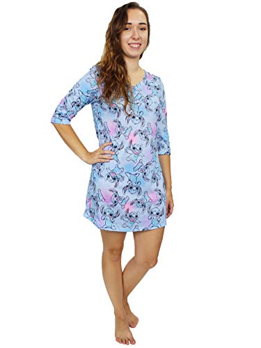 Disney-Lilo-Stitch-Womens-34-Sleeve-Dorm-Nightgown-Pajamas