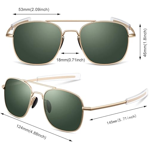 Mens Aviator Sunglasses 53mm TAC Polarized Lense Pilot Military Style Metal Frame with Bayonet Temples2