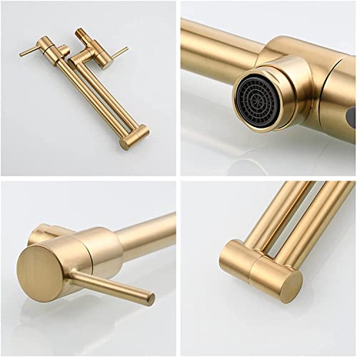 Robinet de cuisine mural pliable de style rétro en bronze véritable