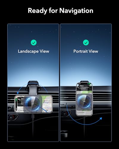 ESR for 15W MagSafe Car Mount Charger, MagSafe Car Charger, Dashboard Magnetic Wireless Charging Mount, for iPhone 17/16/15/14/13/12, Galaxy S25, Pixel 10, Fast Charging, Car Accessories,Black