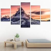 SIGNWIN 5 Panel Canvas Wall Art Mountainscape for Home Decorations Ready to Hang - 60