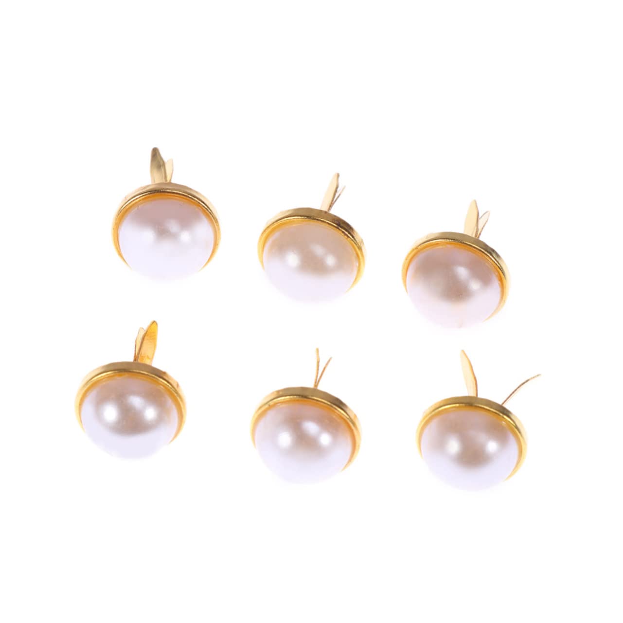 Holibanna 100Pcs Pearl Shaped Brads for Crafting Decorative Metal Fasteners for Scrapbooking and DIY Projects Golden Color for Christmas Decorations and Embellishments