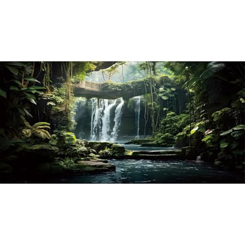 MIRRORANG 61x41cm Waterfall Terrarium Background Tropical Jungle Trees Reptile Habitat Background Rainforest Aquarium Background Fish Tank Background