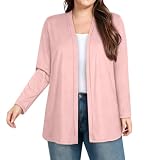 Damen-Strickjacke mit offener Vorderseite, langärmelig, leichte