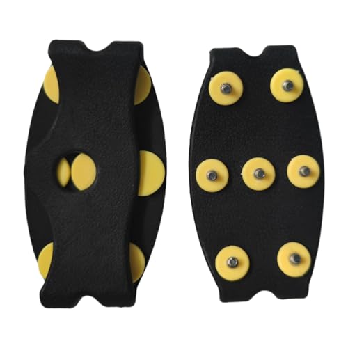 Menolana Outdoor Ice Cleats Snow Traction Cleats Ice Grippers with 7 Studs Shoes Grips Shoe Crampons for Mountaineering Hiking Walking, Black Nails