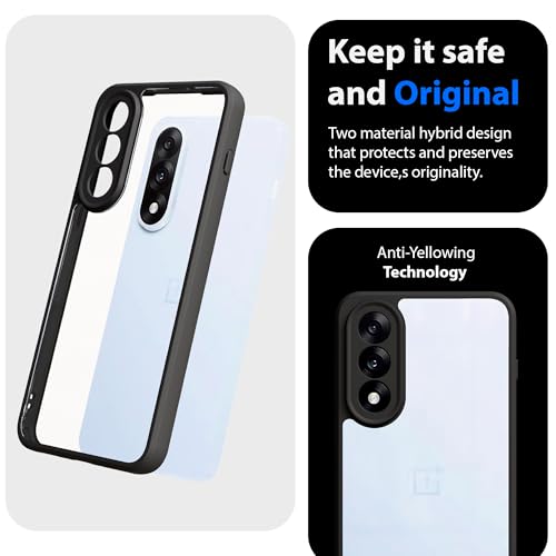 Image of KAPAVER Hybrid Clear Back Cover Case for OnePlus Nord 5 | Protective Shockproof Cleare Hard PC Soft Flexible Black TPU Cover
