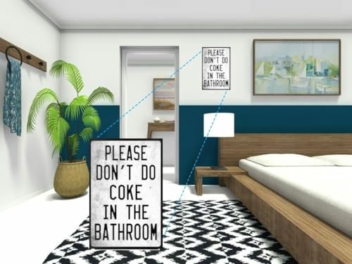 Vintage Metal Tin Sign Funny Sarcastic Party Wall Art Decor Signs Funny Bathroom Rules Sign, "Please Don’t Do Coke in the Bathroom" Metal Plaque, 8x12 Inch Wall Art for Home, Dorm, Bar, Fun Restroom Decor