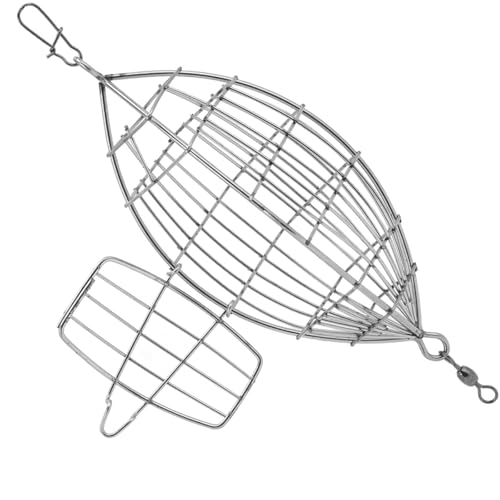 餌ケージ 131×44mm ステンレス製 遠投カゴ 小型・軽量 エビ・カニ・魚用餌入れ フィーダーホルダー 海釣り・沿岸釣り用トラップバスケット