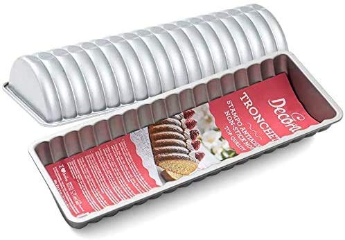 Dream' s Party Teglia Stampo Tronchetto Rettangolare Stretto - 31 x 12 x h5cm - in Acciaio Antiaderente - tegame Professionale per Torte e Dolci