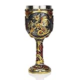 KTOTKMOTA Mechanical Dragon Goblet, 304 Stainless Steel Liner Resin Wine Goblet Men's Gift Cup For Dragon Collectible Lovers Themed Party Decoration (6.7 OZ)