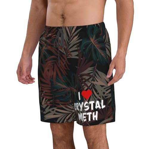 I Love-Heart Crystal Meth Mens Swimming Trunks Beach Shorts Quick Dry Board Short Funny Swimwear Bathing Suits,2