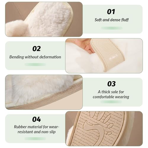 Bride Slippers for Wedding Day, White Bride To Be Bridal Shower Gift for Women Bridesmaids, Open Toe Fuzzy Flip Flops,Bachelorette Party Getting Ready Outfit3