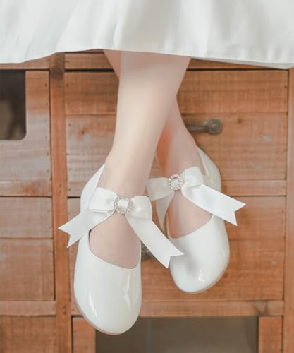 Image of PHIRAMIN Toddler Flower Girl Dress Shoes - Little Girl Mary Janes Flats Wedding