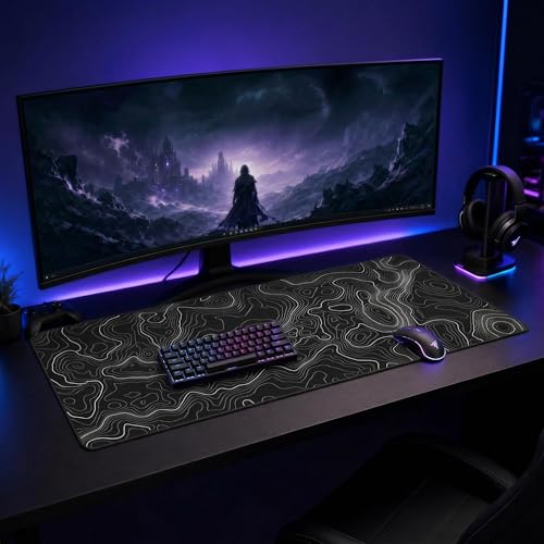 Image of AQQA Large Mouse Pad Mat(11.8X31.5 In Extended Gaming Mouse Pad With Non-Slip Rubber Base,Background Topographic Map Lines Contour Geographic For Gaming Office Laptop Computer Men Women