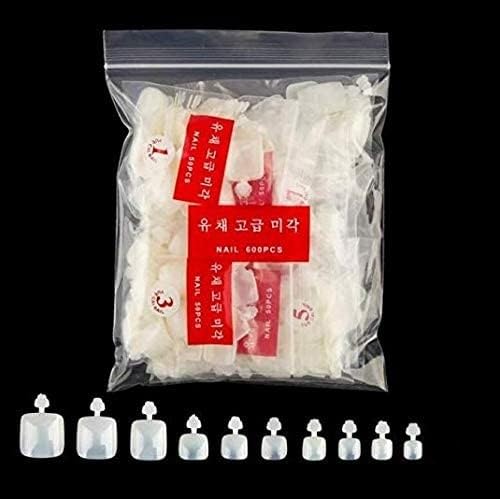 INOG False Toenails Tips 500 PCS 10 Sizes Full Cover Artificial French Acrylic Toenails for Nail Salons and DIY Nail Art (Natural)