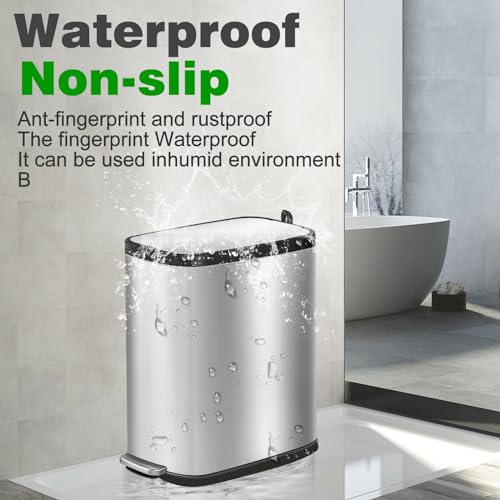 Caneca de basura para baño de acero inoxidable 6L plateada miniatura 5