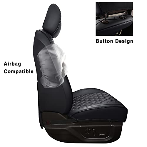 Huidasource Silverado Seat Covers, Front & Rear Waterproof Leather Car Seat Cover, Seat Cushion Protector Fit For Chevy Silverado Sierra 2014-2018 1500, 2015-2019 2500Hd 3500Hd(Full Set/Black) #TOP2