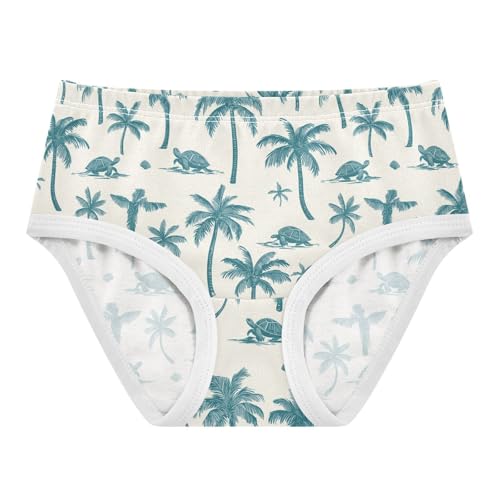 Girls Underwear Soft Cotton Tropical Trees Turtles Kids Panties in Sizes 2/3t, 4t, 5t, 6 and 8