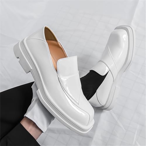 Men's Two Tone Patent Leather Slip On Dress Loafers Square Toe Non-Slip Low Top Shoes for Business Work Daily Formal Party4