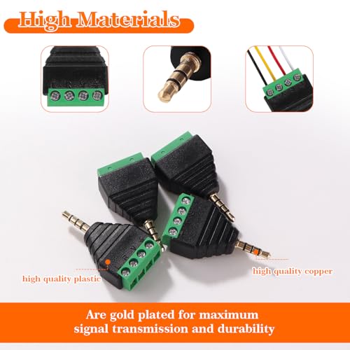 KUOQIY 4 PCS 3.5mm Screw Terminal, 3.5mm Stereo TRRS Audio Video Male to 4 Pin Female Screw Terminal, Headphone Balun Solderless Converter Adapter with Screwdriver - Image 3