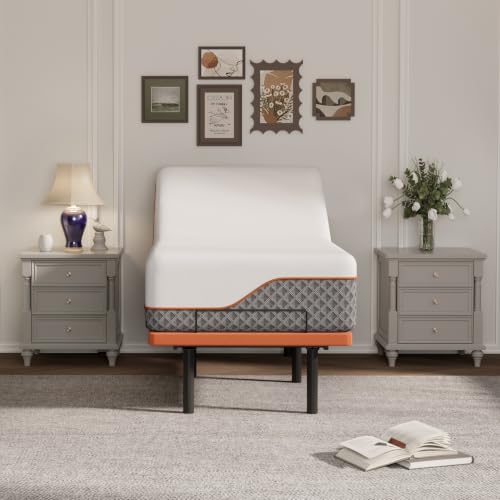 Image of ESHINE Twin XL Adjustable Bed Frame with 14 inch Mattress, Wireless Remote