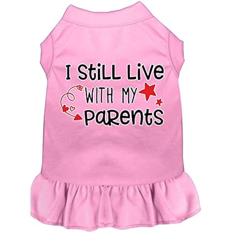 Mirage Pet Product Still Live with My Parents Screen Print Dog Dress Light Pink Med (12) Cover