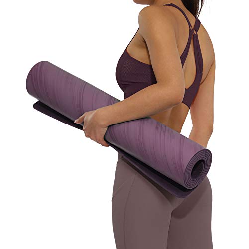Ododos Yoga Mat, Eco Friendly Non Slip Pu Reversible Anti-Tear Exercise & Fitness Mat For Pilates Floor Workouts,72" X 24" X 1/5" (5Mm) Thick, Texture Purple #TOP1