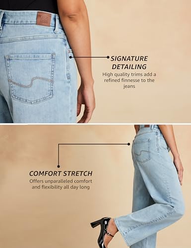 Image of Symbol Premium Women's Straight Fit Jeans | High Rise | Full Length | 5-Pocket (Available in Plus Sizes)