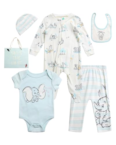 Image of Disney Newborn Baby Girl Boy Clothes - 7 Piece Mickey Mouse Winnie the Pooh Bib Onesie Overall Beanie Pants Gift Bag Gift Set