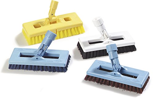 Image of SPARTA 363883103 Plastic Block Swivel Scrub Brush, Polyester Bristles, 1 inch Bristle Trim, 8 inch Length x 3-1 /2 inch Width, Black /White
