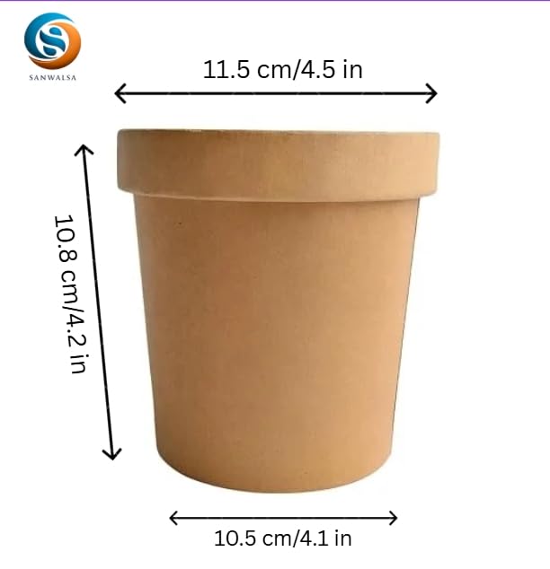 Image of [750 ml, 25 Count, Brown Disposable Kraft Paper Container with Lid | Eco-Friendly Bowl /Tub for Picnic, Travel, Food Truck | Ideal for Both Hot & Cold Food