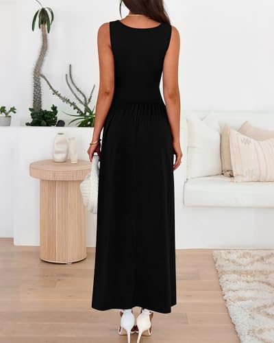 BTFBM Summer Maxi Dresses for Women 2025 Sleeveless Casual Ruched High Waisted Tank Long Sundress Flowy Beach Fall Dress3