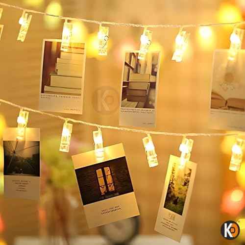 Image of K D Plastic Photo Clip String Lights - 3 Meter, 16 LED Warm Yellow Fairy Lights for Home, Room, Party & Festival Decoration (Photo Clip)