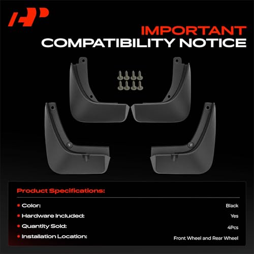 Image of A-Premium Mud Flaps Compatible with Genesis GV80 2021 2022 2023 2024 2025 SUV, No Drilling Required Mud Guards with Hardware Accessories, Set of 4 Front and Rear