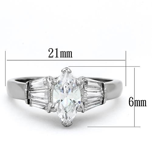 Marquise & Baguette CZ Stainless Steel Wedding Engagement Promise Ring2