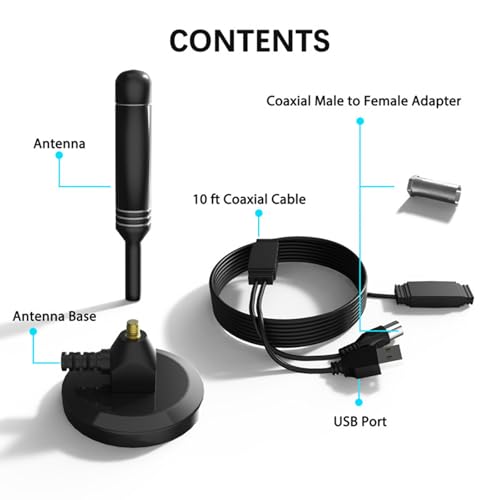 Miniatura 7 de Megegulo Antena De Tv Portátil De Alta Definición Para Interiores Y Exteriores, Recepción De 360 , Antena De Tv Gratuita De Alta Ganancia, Antena De Tv Compatible Con 4k 1080p Vhf Uhf, Potenciador De