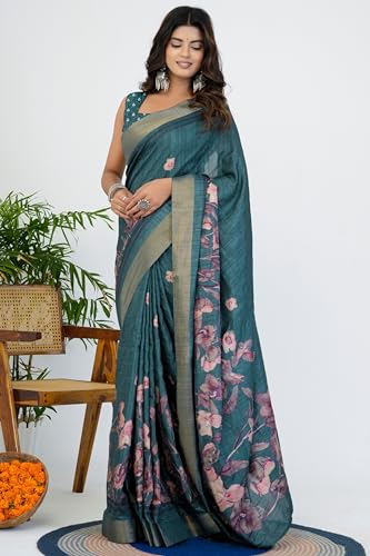 Image of MIRCHI FASHION Saree for Woman | Art Silk Floral Printed Ethnic Occasional Sari with Blouse