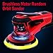 Electric Random Orbital Sander, PioneerWorks Brushless Motor, Powerful 350W & Low Vibration Palm Sander,10000 RPM Variable Speed,6-Inch Pads For Woodworking, Polishing, Sanding, Carpentry