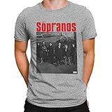 HBO The Sopranos Characters Men's and Women's Short Sleeve T-Shirt (Light Grey, Medium)