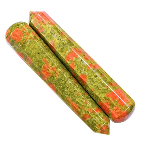 Image of Unakite Crystal Wand - Pointed Crystal Wand for Energy Healing, Chakra Balancing, Meditation and Home Decor - Crystals and Healing Stones for Gift