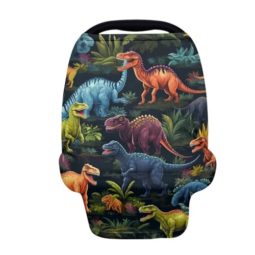 Image of ZFRXIGN Cool Dinosaur Car Seat Covers for Babies Multi-use Carseat Canopy Nursing Cover, Breastfeeding Cover Scarf, Infant Boys and Girls Gifts Black