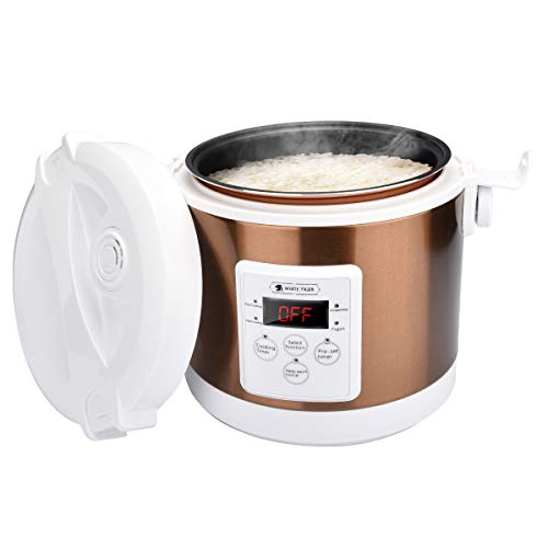 2L Electric Rice Cooker, WHITE TIGER Portable Mini Rice Cooker with Digtal Display
