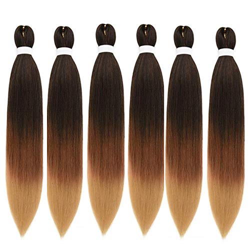 Clione Braiding Hair Easy Braid Professional Itch Free Synthetic Fiber Corchet Braids Yaki Texture Hair Extensions 6 packs Braids Hair(26 Inch,1B/30/27)