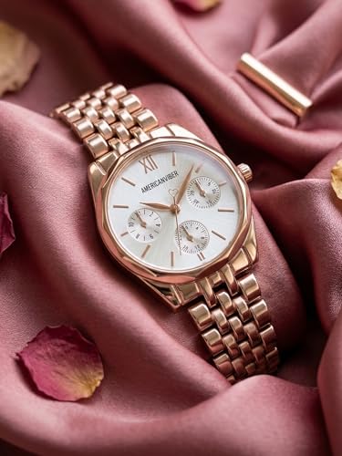 Image of AMERICANVIBER Rose Gold Women Watches | Girl Watch | Watch for Women | Diamond Studed | Premium Design | Trendy Fashionable | Under 499