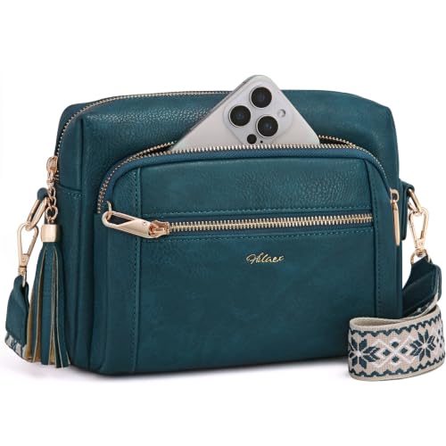 Image of Small Leather Crossbody Bags for Women Anti theft Purses and Handbag Shoulder Hangbag with Wide Strap Tassel