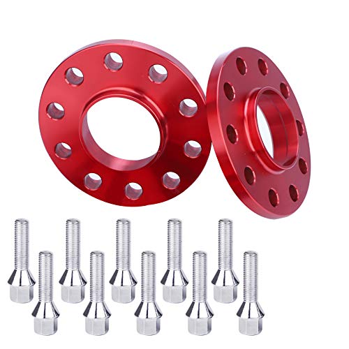 CarBole Élargisseurs de Voie Wheel Spacer: 2PCS 5x120 15mm avec Boulon:M12x1.5 | NLB: 72,56 mm,Compatible avec BMW etc.(2 Pièces | Rouge | Nombre de Trous 10)
