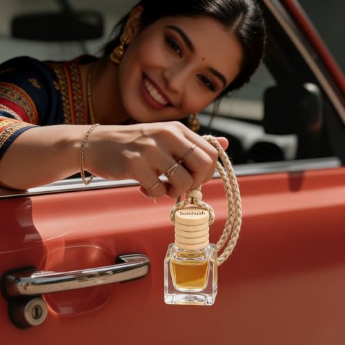 Image of Oud Mystique Car Air Freshener Hanging Perfume | Long Lasting Car Fragrance | Luxury Woody Scent with Bergamot, Patchouli & Vanilla Notes | Car Perfume for Car, SUV, Office & Home | 10ml