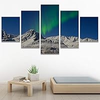 SIGNWIN 5 Panel Canvas Wall Art Astronomy & Space Contemporary Cosmic Dramatic Green Group Photography Realism Ultra for Home Decorations Ready to Hang - 60