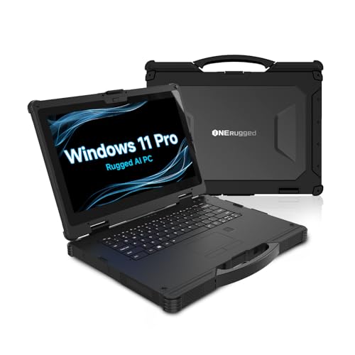 ONERugged 14 inch Rugged Laptop N14M Windows 11 Pro, Heavy Duty Outdoor AI PC, Intel Core Ultra 5 125H, 32GB+256GB, WiFi 6, BT 5.1 Industurial Computer, 1000 Nits 4700mAh+1300mAh Dual Batteries
