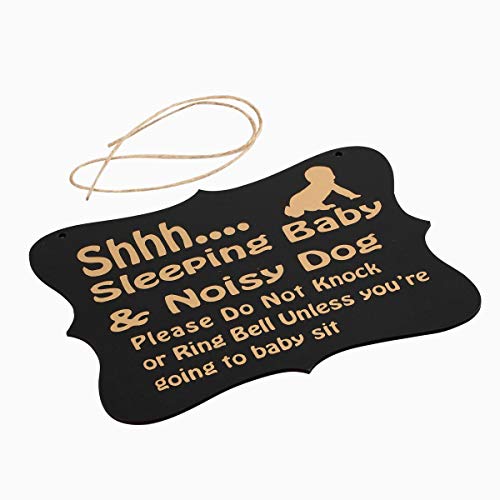 Binaryabc Baby Sleeping Sign ,Baby Do Not Disturb Door Hanger Sign,Baby Room Decorative Wooden Plaques #TOP3